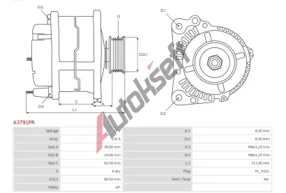AS-PL Altern�tor APL A3791PR, A3791PR