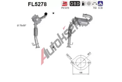 AS Filtr pevných částic ASA FL5278, FL5278 AS Filtr pevných částic ASA FL5278, FL5278