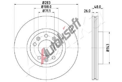 ASHIKA Brzdov kotou - 283 mm ASH 60-00-0633, 60-00-0633