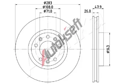 ASHIKA Brzdov kotou - 283 mm ASH 60-00-0637, 60-00-0637