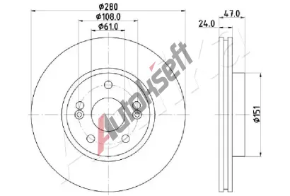 ASHIKA Brzdov kotou - 280 mm ASH 60-00-0711, 60-00-0711