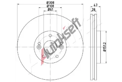 ASHIKA Brzdov kotou - 308 mm ASH 60-00-0713, 60-00-0713