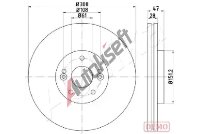 ASHIKA Brzdov kotou - 308 mm ASH 60-00-0713C, 60-00-0713C