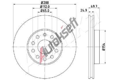 ASHIKA Brzdov kotou - 288 mm ASH 60-00-0906, 60-00-0906