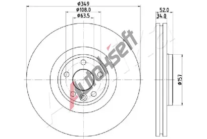 ASHIKA Brzdov kotou - 349 mm ASH 60-0L-L17, 60-0L-L17