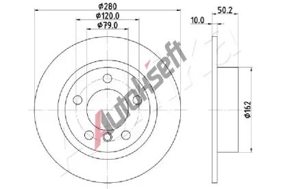 ASHIKA Brzdov kotou - 280 mm ASH 61-00-0134, 61-00-0134