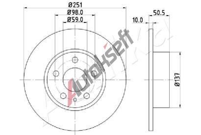 ASHIKA Brzdov kotou - 251 mm ASH 61-00-0202, 61-00-0202