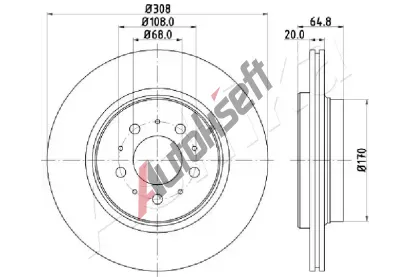 ASHIKA Brzdov kotou - 308 mm ASH 61-00-0326, 61-00-0326