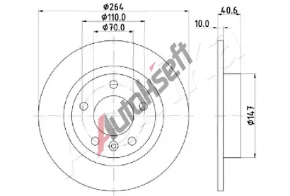 ASHIKA Brzdov kotou - 264 mm ASH 61-00-0400, 61-00-0400