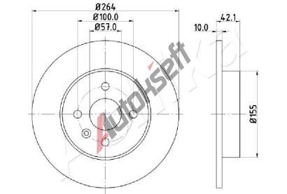 ASHIKA Brzdov kotou - 264 mm ASH 61-00-0407, 61-00-0407