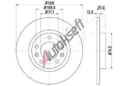 ASHIKA Brzdov kotou - 268 mm ASH 61-00-0408, 61-00-0408