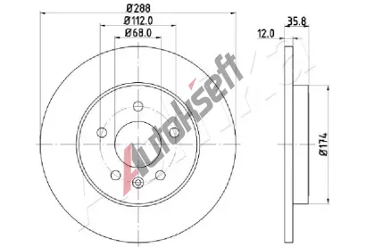 ASHIKA Brzdov kotou - 288 mm ASH 61-00-0908, 61-00-0908