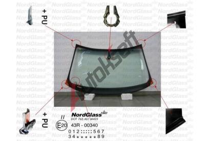 NordGlass �eln� sklo - zelen� - �ed� pruh - senzor [01/03-] ASNG 8580AGSGYMVW1B, 8580AGSGYMVW1B