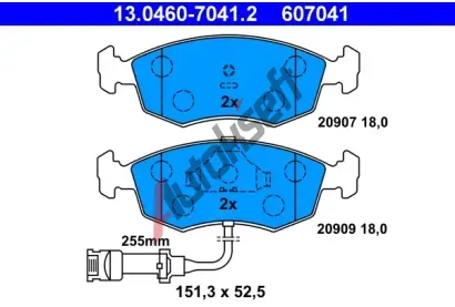 ATE Sada brzdovch destiek AT 20907, 13.0460-7041.2