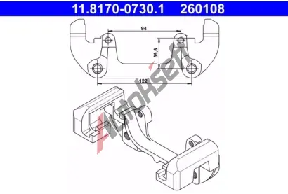 ATE Držák brzdového třmenu AT 260108, 11.8170-0730.1 ATE Držák brzdového třmenu AT 260108, 11.8170-0730.1