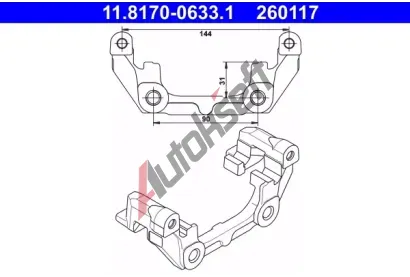 ATE Držák brzdového třmenu AT 260117, 11.8170-0633.1 ATE Držák brzdového třmenu AT 260117, 11.8170-0633.1