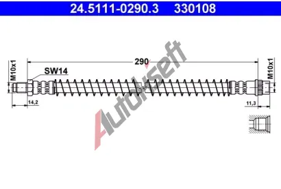ATE Brzdov hadice - 290 mm AT 330108, 24.5111-0290.3
