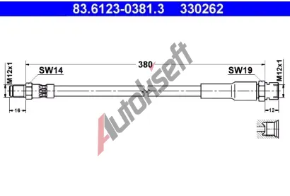 ATE Brzdov hadice - 380 mm AT 330262, 83.6123-0381.3