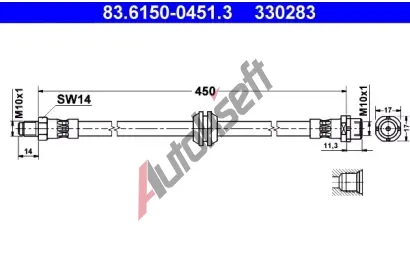 ATE Brzdov hadice - 450 mm AT 330283, 83.6150-0451.3