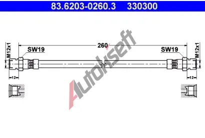 ATE Brzdov hadice - 260 mm AT 330300, 83.6203-0260.3