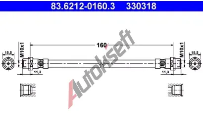 ATE Brzdov hadice - 160 mm AT 330318, 83.6212-0160.3