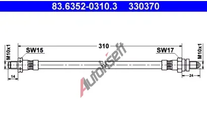 ATE Brzdová hadice - 310 mm AT 330370, 83.6352-0310.3 ATE Brzdová hadice - 310 mm AT 330370, 83.6352-0310.3