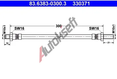 ATE Brzdov hadice - 300 mm AT 330371, 83.6383-0300.3