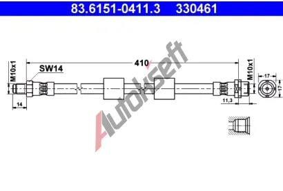 ATE Brzdov hadice - 410 mm AT 330461, 83.6151-0411.3