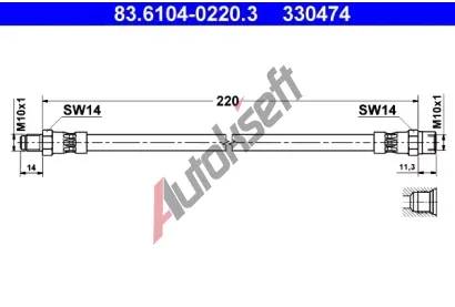 ATE Brzdov hadice - 220 mm AT 330474, 83.6104-0220.3