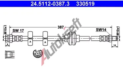 ATE Brzdov hadice - 387 mm AT 330519, 24.5112-0387.3