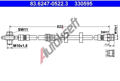 ATE Brzdov hadice - 522 mm AT 330595, 83.6247-0522.3