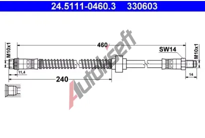 ATE Brzdov hadice - 460 mm AT 330603, 24.5111-0460.3