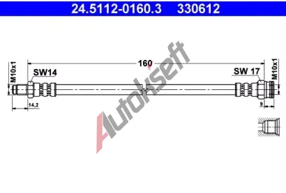 ATE Brzdov hadice - 160 mm AT 330612, 24.5112-0160.3