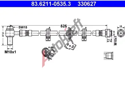 ATE Brzdov hadice - 525 mm AT 330627, 83.6211-0535.3