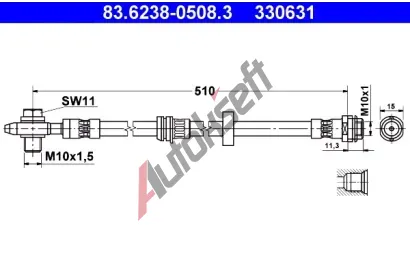 ATE Brzdov� hadice - 505 mm AT 330631, 83.6238-0508.3