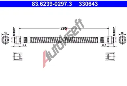 ATE Brzdová hadice - 295 mm AT 330643, 83.6239-0297.3 ATE Brzdová hadice - 295 mm AT 330643, 83.6239-0297.3
