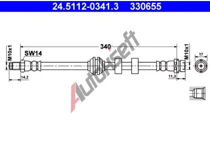 ATE Brzdov hadice - 340 mm AT 330655, 24.5112-0341.3