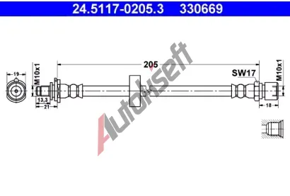 ATE Brzdov hadice - 205 mm AT 330669, 24.5117-0205.3