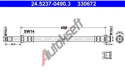 ATE Brzdov hadice - 490 mm AT 330672, 24.5237-0490.3