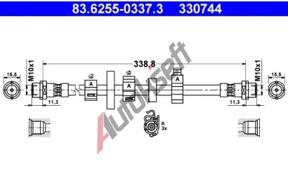 ATE Brzdov hadice - 335 mm AT 330744, 83.6255-0337.3