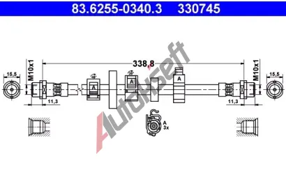 ATE Brzdov hadice - 340 mm AT 330745, 83.6255-0340.3