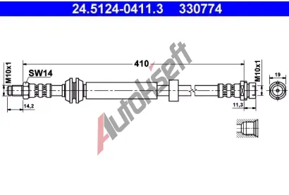 ATE Brzdov hadice - 410 mm AT 330774, 24.5124-0411.3