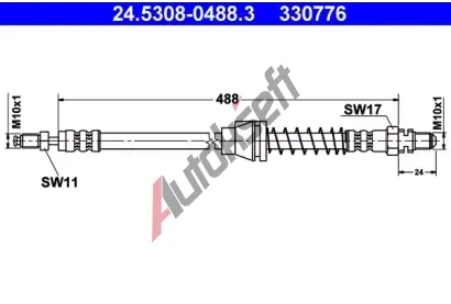 ATE Brzdová hadice - 488 mm AT 330776, 24.5308-0488.3 ATE Brzdová hadice - 488 mm AT 330776, 24.5308-0488.3
