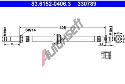 ATE Brzdov hadice - 405 mm AT 330789, 83.6152-0406.3