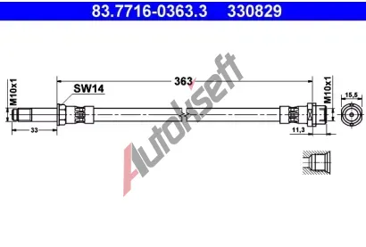 ATE Brzdov hadice - 363 mm AT 330829, 83.7716-0363.3