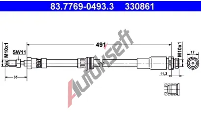 ATE Brzdov hadice - 491 mm AT 330861, 83.7769-0493.3