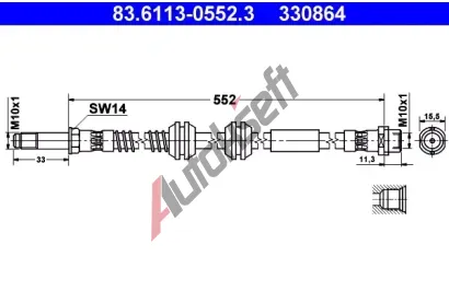 ATE Brzdov hadice - 552 mm AT 330864, 83.6113-0552.3