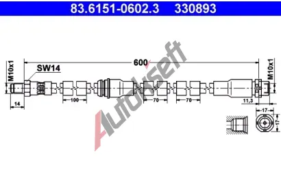 ATE Brzdov hadice - 600 mm AT 330893, 83.6151-0602.3