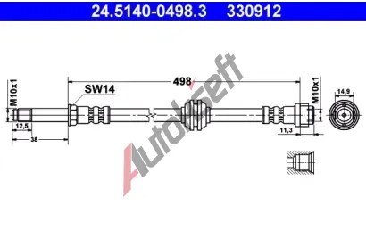 ATE Brzdov hadice - 498 mm AT 330912, 24.5140-0498.3