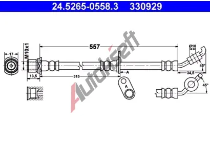 ATE Brzdov hadice - 558 mm AT 330929, 24.5265-0558.3